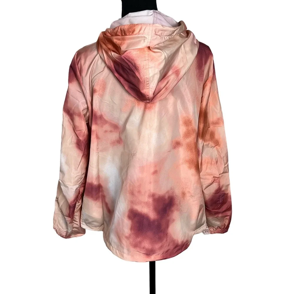 Centigrade Water Resistant Hooded Zip Front Rain Jacket ROSE TIE-DYE SIZE M NWOT - Picture 3 of 7